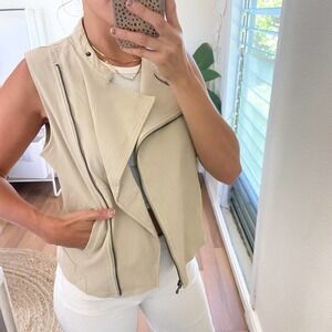 Joe's Lamb Leather Vest Bone White Size L